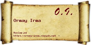 Ormay Irma névjegykártya